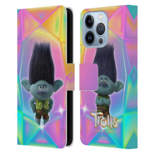 Trolls 3: Band Together Graphics Branch Leather Book Wallet Case Cover For Apple iPhone 13 Pro