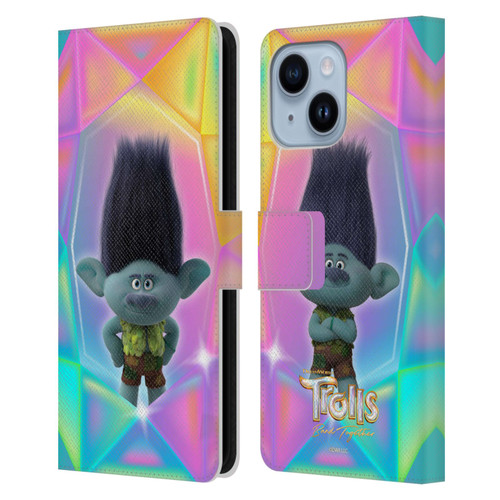 Trolls 3: Band Together Graphics Branch Leather Book Wallet Case Cover For Apple iPhone 14 Plus