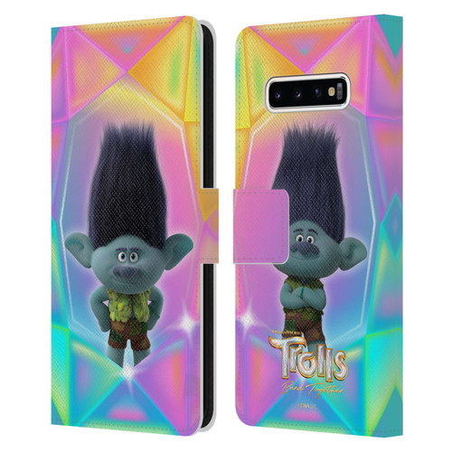 Trolls 3: Band Together Graphics Branch Leather Book Wallet Case Cover For Samsung Galaxy S10+ / S10 Plus