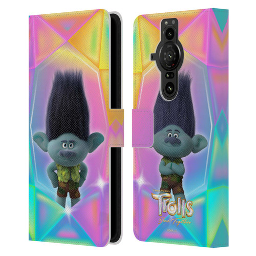 Trolls 3: Band Together Graphics Branch Leather Book Wallet Case Cover For Sony Xperia Pro-I