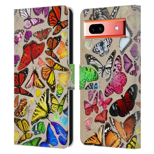 Anthony Christou Art Rainbow Butterflies Leather Book Wallet Case Cover For Google Pixel 7a