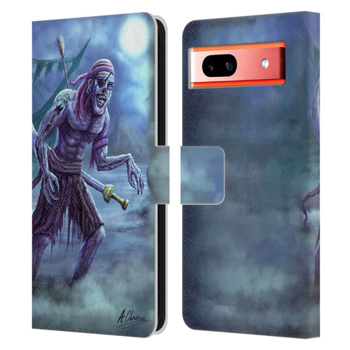Anthony Christou Art Zombie Pirate Leather Book Wallet Case Cover For Google Pixel 7a