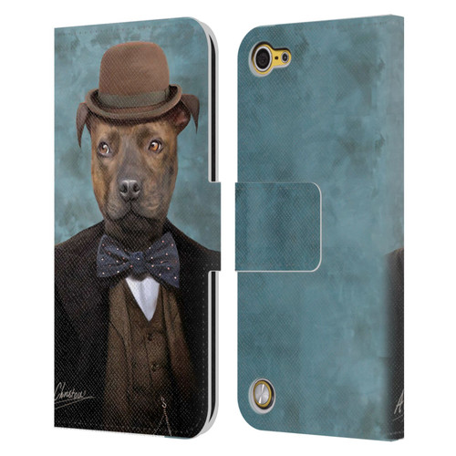 Anthony Christou Art Sir Edmund Bulldog Leather Book Wallet Case Cover For Apple iPod Touch 5G 5th Gen