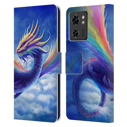 Anthony Christou Art Rainbow Dragon Leather Book Wallet Case Cover For Motorola Moto Edge 40