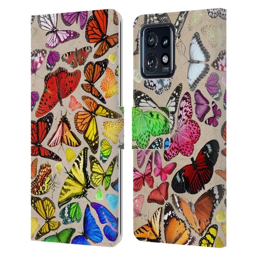 Anthony Christou Art Rainbow Butterflies Leather Book Wallet Case Cover For Motorola Moto Edge 40 Pro