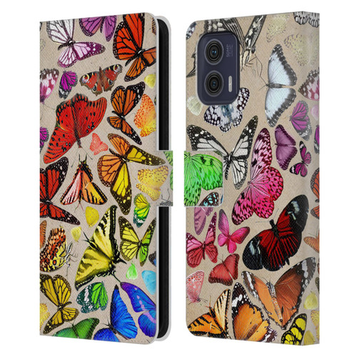 Anthony Christou Art Rainbow Butterflies Leather Book Wallet Case Cover For Motorola Moto G73 5G