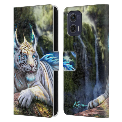 Anthony Christou Art Water Tiger Leather Book Wallet Case Cover For Motorola Moto G73 5G