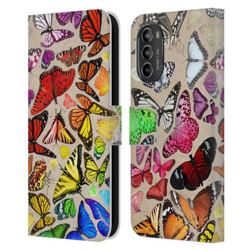 Anthony Christou Art Rainbow Butterflies Leather Book Wallet Case Cover For Motorola Moto G82 5G