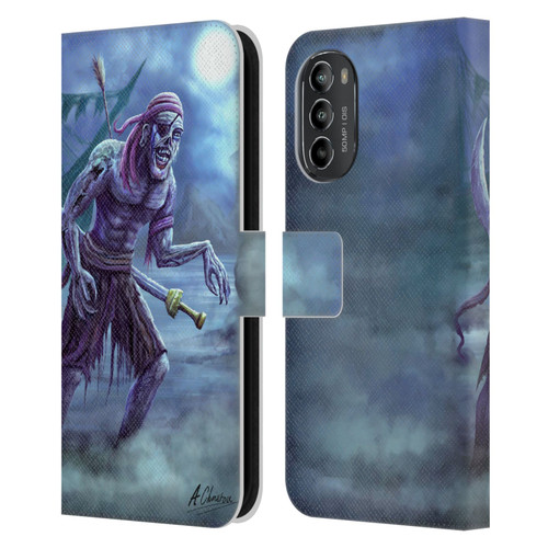 Anthony Christou Art Zombie Pirate Leather Book Wallet Case Cover For Motorola Moto G82 5G