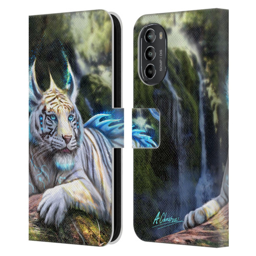 Anthony Christou Art Water Tiger Leather Book Wallet Case Cover For Motorola Moto G82 5G