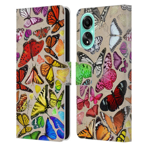 Anthony Christou Art Rainbow Butterflies Leather Book Wallet Case Cover For OPPO A78 4G