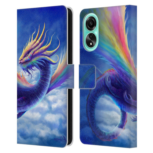 Anthony Christou Art Rainbow Dragon Leather Book Wallet Case Cover For OPPO A78 4G