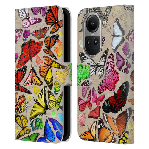 Anthony Christou Art Rainbow Butterflies Leather Book Wallet Case Cover For OPPO Reno10 5G / Reno10 Pro 5G