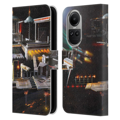 Anthony Christou Art Space Station Leather Book Wallet Case Cover For OPPO Reno10 5G / Reno10 Pro 5G