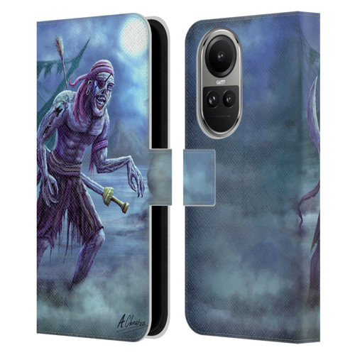 Anthony Christou Art Zombie Pirate Leather Book Wallet Case Cover For OPPO Reno10 5G / Reno10 Pro 5G