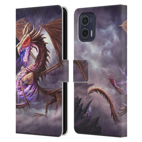 Anthony Christou Fantasy Art Bone Dragon Leather Book Wallet Case Cover For Motorola Moto G73 5G