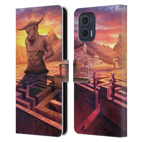 Anthony Christou Fantasy Art Minotaur In Labyrinth Leather Book Wallet Case Cover For Motorola Moto G73 5G
