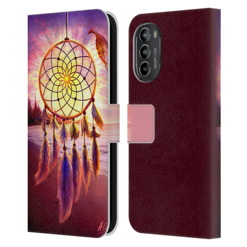 Anthony Christou Fantasy Art Beach Dragon Dream Catcher Leather Book Wallet Case Cover For Motorola Moto G82 5G