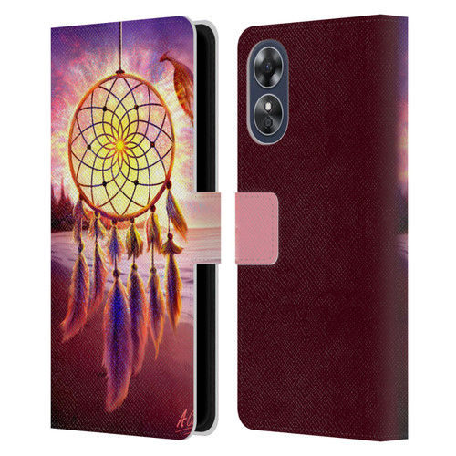 Anthony Christou Fantasy Art Beach Dragon Dream Catcher Leather Book Wallet Case Cover For OPPO A17