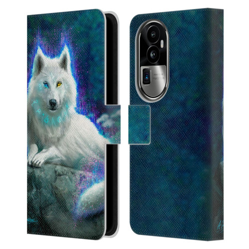 Anthony Christou Fantasy Art White Wolf Leather Book Wallet Case Cover For OPPO Reno10 Pro+