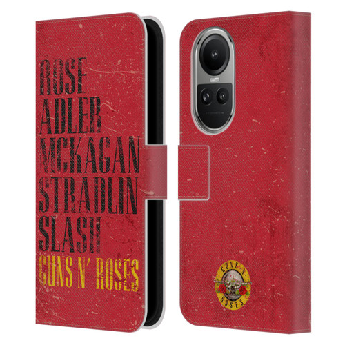 Guns N' Roses Vintage Names Leather Book Wallet Case Cover For OPPO Reno10 5G / Reno10 Pro 5G