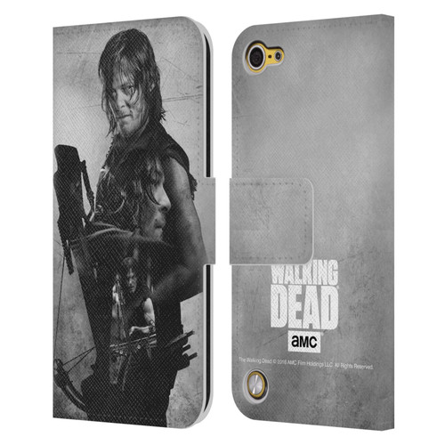 AMC The Walking Dead Double Exposure Daryl Leather Book Wallet Case Cover For Apple iPod Touch 5G 5th Gen