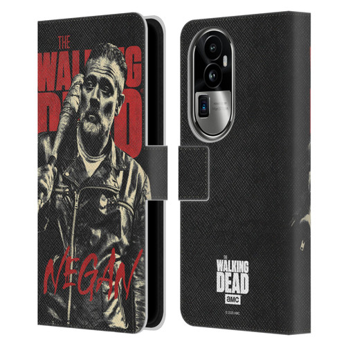 AMC The Walking Dead Season 10 Character Portraits Negan Leather Book Wallet Case Cover For OPPO Reno10 Pro+