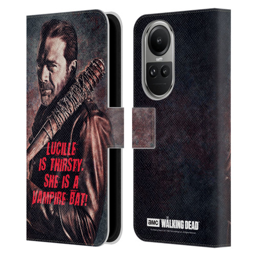 AMC The Walking Dead Negan Lucille Vampire Bat Leather Book Wallet Case Cover For OPPO Reno10 5G / Reno10 Pro 5G