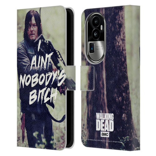 AMC The Walking Dead Typography Daryl Leather Book Wallet Case Cover For OPPO Reno10 Pro+