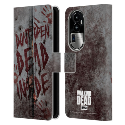 AMC The Walking Dead Typography Dead Inside Leather Book Wallet Case Cover For OPPO Reno10 Pro+