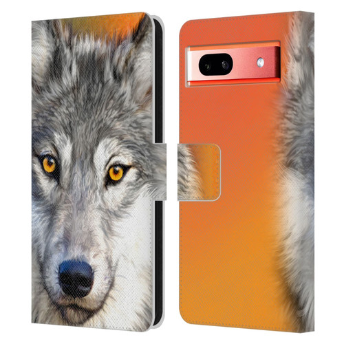Aimee Stewart Animals Autumn Wolf Leather Book Wallet Case Cover For Google Pixel 7a