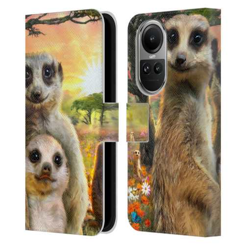 Aimee Stewart Animals Meerkats Leather Book Wallet Case Cover For OPPO Reno10 5G / Reno10 Pro 5G