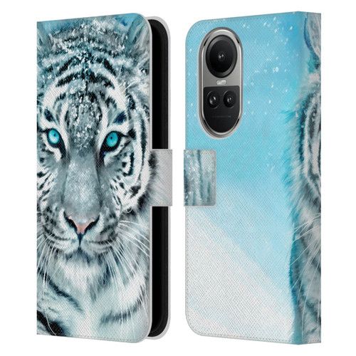 Aimee Stewart Animals White Tiger Leather Book Wallet Case Cover For OPPO Reno10 5G / Reno10 Pro 5G