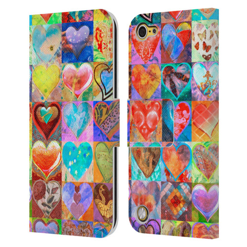 Aimee Stewart Colourful Sweets Hearts Grid Leather Book Wallet Case Cover For Apple iPod Touch 5G 5th Gen