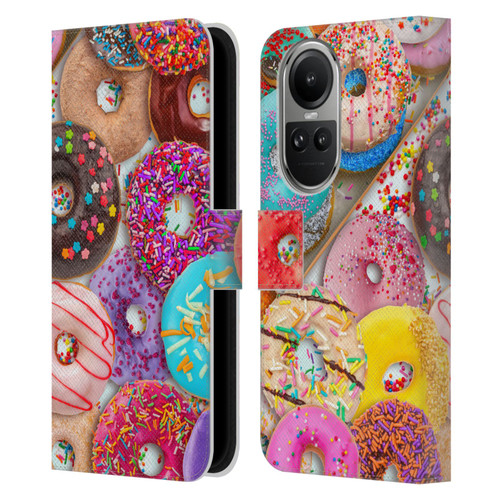 Aimee Stewart Colourful Sweets Donut Noms Leather Book Wallet Case Cover For OPPO Reno10 5G / Reno10 Pro 5G