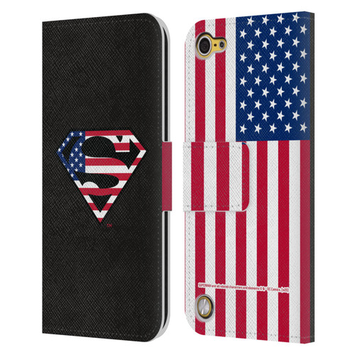 Superman DC Comics Logos U.S. Flag 2 Leather Book Wallet Case Cover For Apple iPod Touch 5G 5th Gen