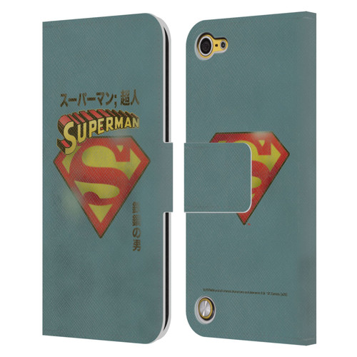 Superman DC Comics Vintage Fashion Japanese Logo Leather Book Wallet Case Cover For Apple iPod Touch 5G 5th Gen