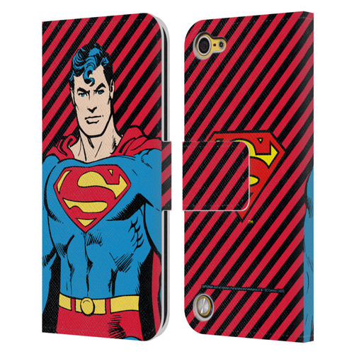 Superman DC Comics Vintage Fashion Stripes Leather Book Wallet Case Cover For Apple iPod Touch 5G 5th Gen