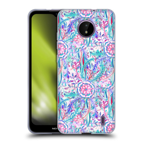 Micklyn Le Feuvre Florals Burst in Pink and Teal Soft Gel Case for Nokia C10 / C20