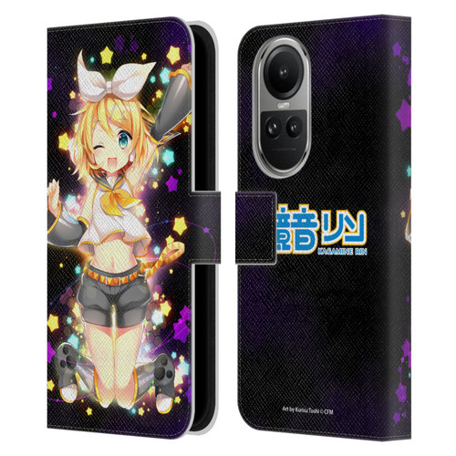 Hatsune Miku Characters Kagamine Rin Leather Book Wallet Case Cover For OPPO Reno10 5G / Reno10 Pro 5G