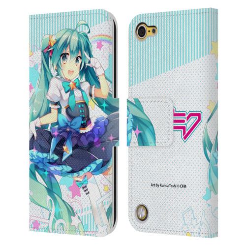 Hatsune Miku Graphics Stars And Rainbow Leather Book Wallet Case Cover For Apple iPod Touch 5G 5th Gen