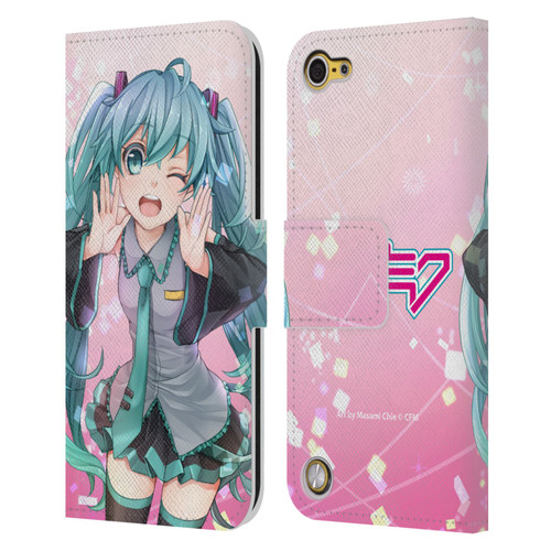 Hatsune Miku Graphics Wink Leather Book Wallet Case Cover For Apple iPod Touch 5G 5th Gen