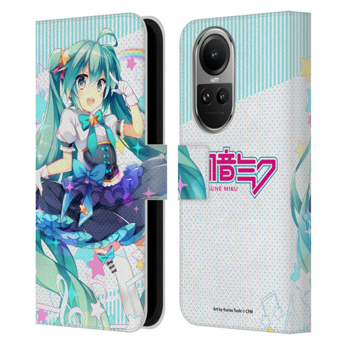 Hatsune Miku Graphics Stars And Rainbow Leather Book Wallet Case Cover For OPPO Reno10 5G / Reno10 Pro 5G