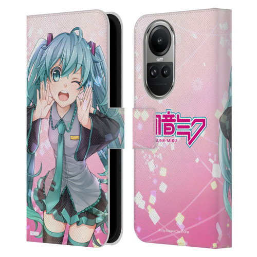 Hatsune Miku Graphics Wink Leather Book Wallet Case Cover For OPPO Reno10 5G / Reno10 Pro 5G