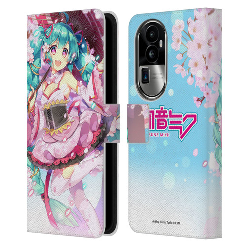 Hatsune Miku Graphics Sakura Leather Book Wallet Case Cover For OPPO Reno10 Pro+