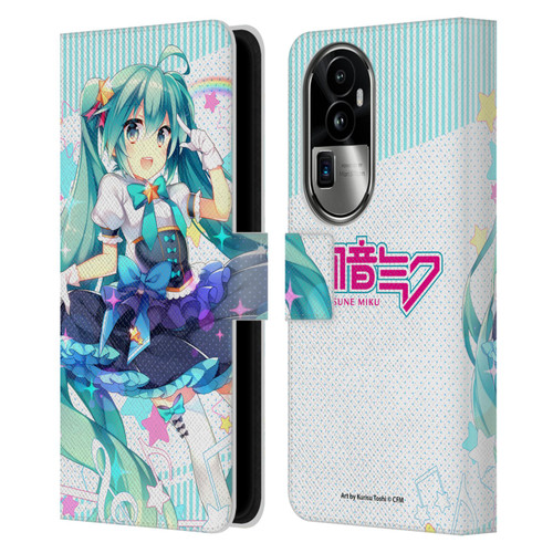 Hatsune Miku Graphics Stars And Rainbow Leather Book Wallet Case Cover For OPPO Reno10 Pro+