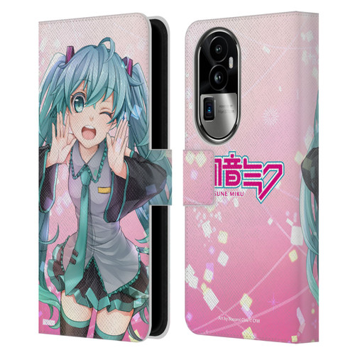 Hatsune Miku Graphics Wink Leather Book Wallet Case Cover For OPPO Reno10 Pro+