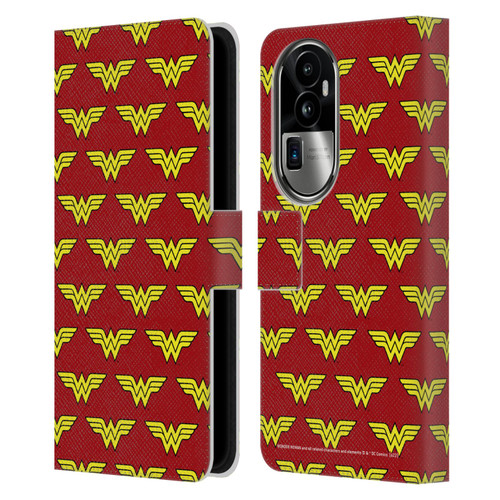 Wonder Woman DC Comics Logos Pattern Leather Book Wallet Case Cover For OPPO Reno10 Pro+
