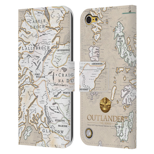 Outlander Seals And Icons Map Leather Book Wallet Case Cover For Apple iPod Touch 5G 5th Gen