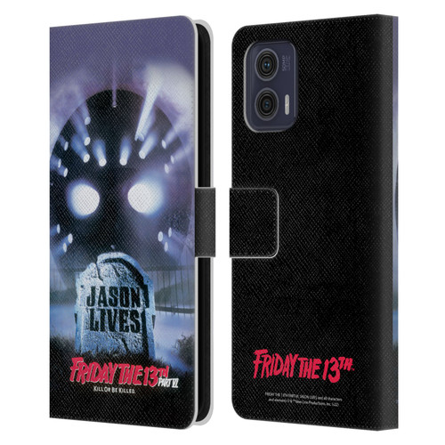 Friday the 13th Part VI Jason Lives Key Art Poster Leather Book Wallet Case Cover For Motorola Moto G73 5G